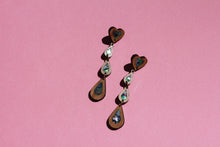 Load image into Gallery viewer, Abalone Shell &amp; Wood Droplet Dangles