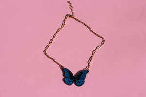 Morpho Menelaus - Stainless Steel Chain Necklace