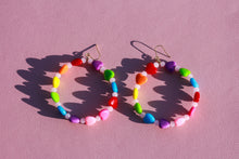 Load image into Gallery viewer, Rainbow Heart Hoops &amp; Rose Quartz Beads
